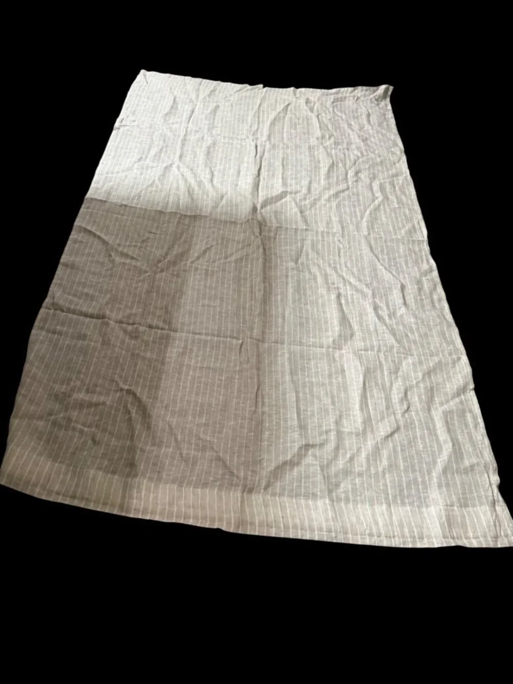 Ikea Birtine Beige Stripe 100% Linen Curtain Panel 57